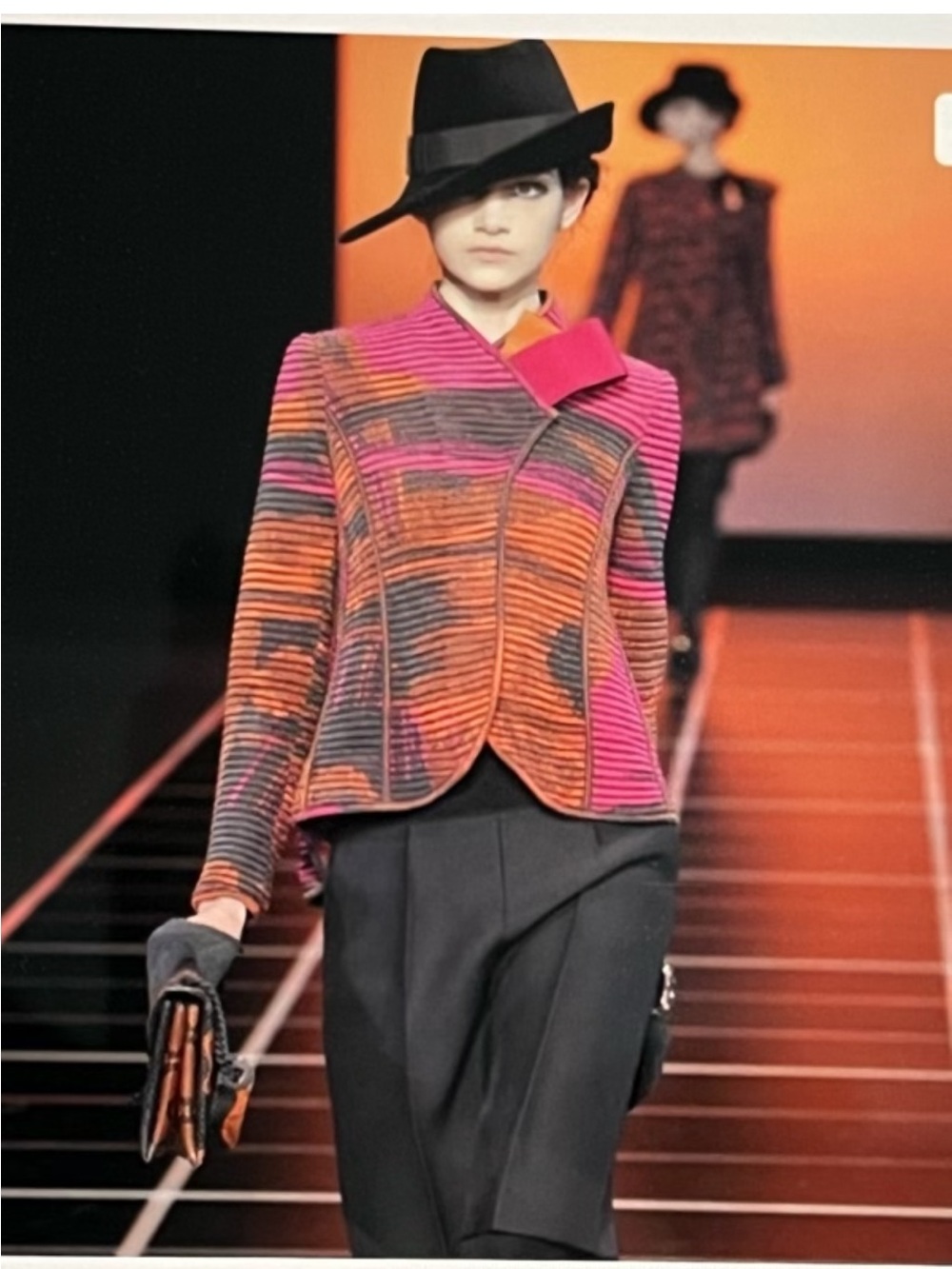 Giorgio Armani Pink & Orange Striped Asymmetric Blazer Sz. 6. IT 42